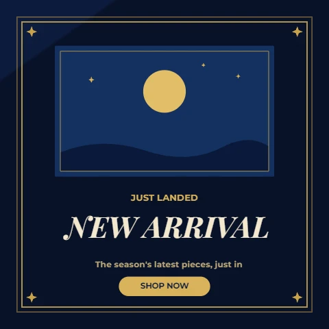 Navy and Gold Vintage New Arrival Post