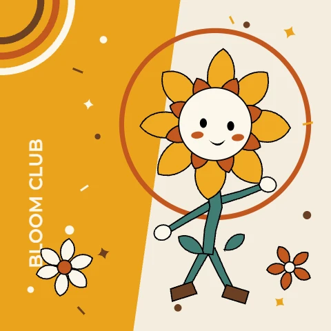 Bloom Club Retro Flower Sticker
