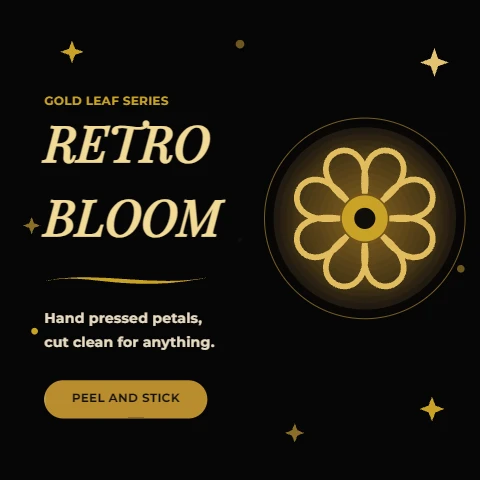 Retro Bloom gold sticker