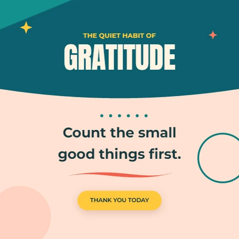 Gratitude Quote Poster with Teal Banner