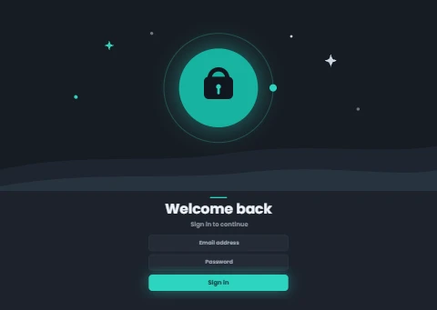 Dark Mode Login with Glowing Lock