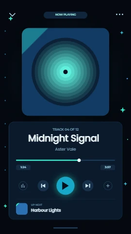 Dark mode music player screen