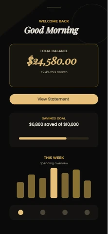 Black and gold wallet dashboard