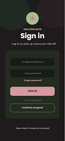 Dark mode sign in screen