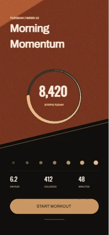 Morning Momentum dark fitness screen
