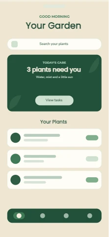 Plant Care App Home Wireframe