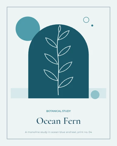 Ocean fern line art