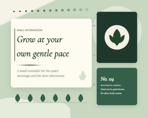 Grow at your own gentle pace, in forest green and cream