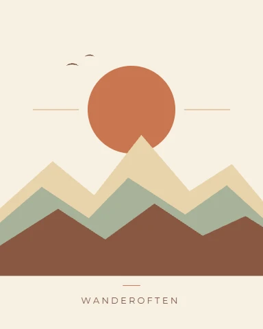 Mountain Sunset Line Art Print