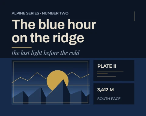 The Blue Hour Ridge Plate, Navy and Gold Wall Art