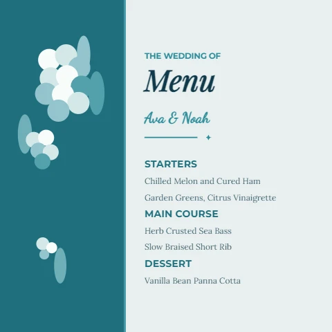 Ocean Floral Wedding Menu