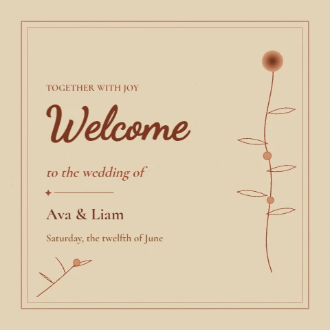 Monoline Floral Wedding Welcome Sign