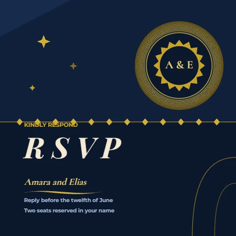 Navy and Gold Deco RSVP Card