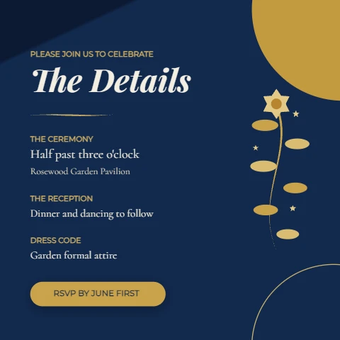 Navy and Gold Floral Wedding Details