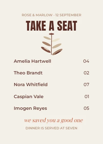 Take a Seat Wedding Seating Chart